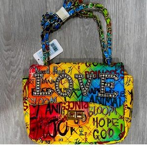 Beautiful Graffiti Bag with link adjustable length strap. $35